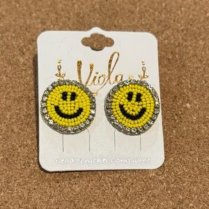 Viola Yellow Smiley Face Earrings